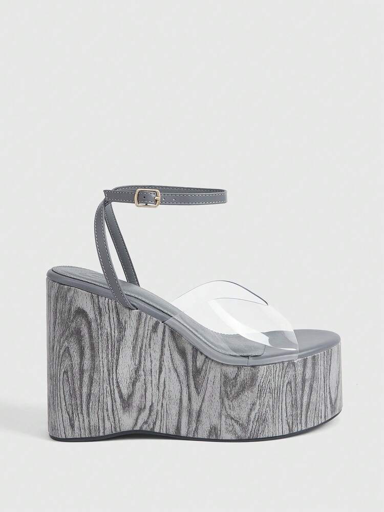 CUCCOO LuxiPop Women's Fashionable Buckle Design Thick Bottom Wedge Sandals, Versatile For Daily Wear