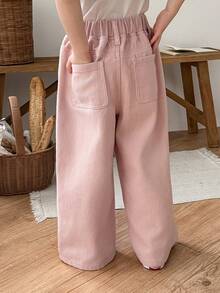 DAZY Quần jean denim màu hồng thêu hình bướm dành cho bé gái - Hồng - Xem 7