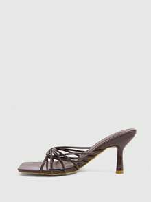 CUCCOO SZL Women's Fashionable Elegant Commuting Twist Heeled Sandals - Brown - View 5