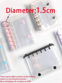 A7 透明便携式文件夹，采用双按扣设计，可存储精美照片，可用作相册，省钱，文具，笔记本，贴纸书，办公用品，学校用品，返校 - 彩色 - 查看 3