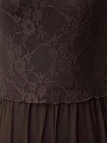 Olithes Conjunto de 2 piezas: Mono de verano sexi tipo tirantes de moda para mujer + Top corto de manga corta con estampado total ajustado - Café integral - Ver 5