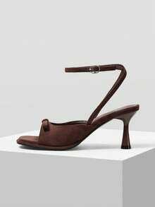 PREMIUM ELEGANT BOW-TIED WOMEN'S HIGH HEEL SANDALS, DELICATE BOW DESIGN, COMFORTABLE WIDE TOE BOX, SLIM HEEL MID HEEL, COMFORTABLE FOR DATING, VALENTINE'S DAY SPRING SHOES - Coffee - View 2