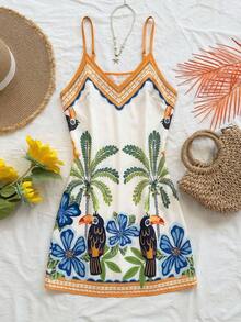 Soleia Women's Casual Tropical Print Sleeveless Dress - Multicolor - View 5
