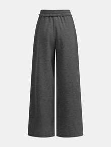 SHEIN Teen Girls' Loose Casual Comfortable Mid-Waist Contrast Color Drawstring Sweatpants, Autumn/Winter Wide Leg Sweatpants Comfy Pants Baggy Sweat Pants Loose Pants - Dark Grey - View 7