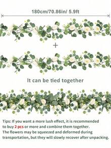 Lifelike Faux Money Eucalyptus Vine Greenery Artificial Willow Leaf Christmas Hanging Wreath Wedding Home Centerpiece Flexible Bendable Stems - White - View 2