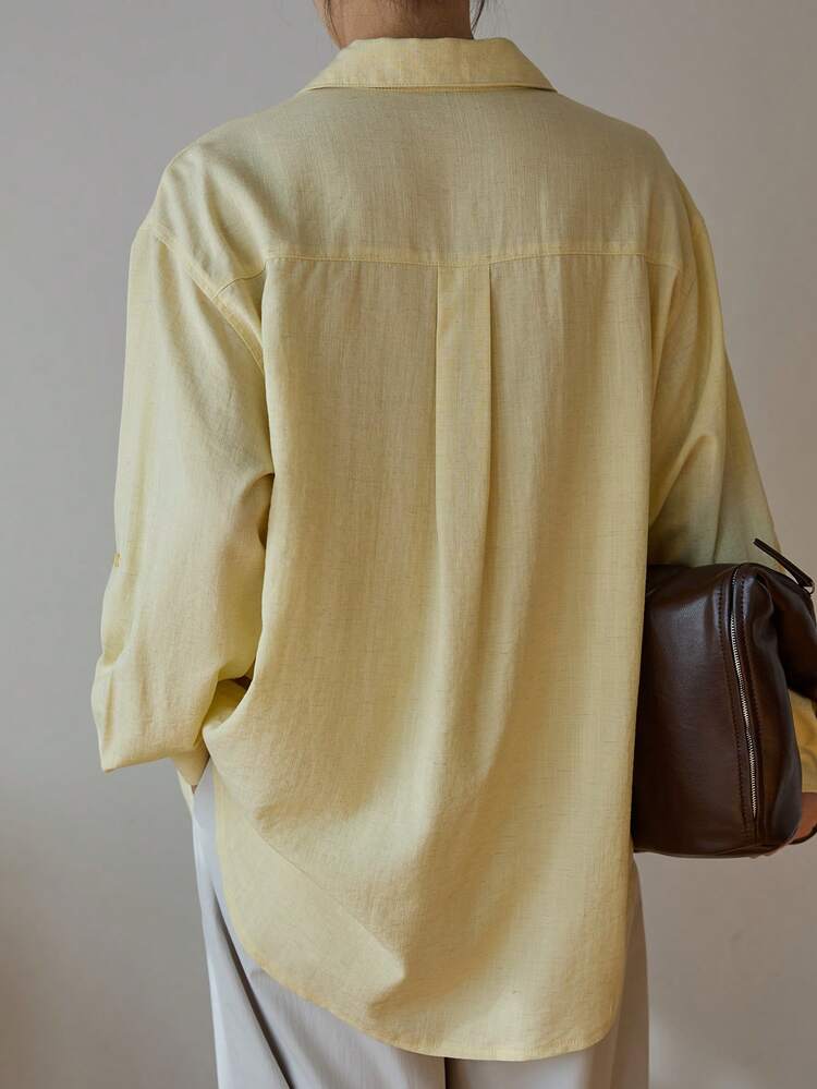 Women's Solid Color Single-Breasted Casual Versatile Daily Wear Shirt Business Casual Woman