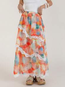 CielaLinda Women's Tie-Dye Lace Casual Versatile Date Night & Outing Skirt - Multicolor - View 9