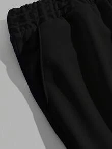 SHEIN Cottnline 男士字母印花常規T恤和短褲套裝 - 藏蓝色 - 查看 4