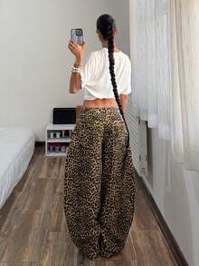 Muchica 女士梭织做旧豹纹喇叭牛仔裤 - 彩色 - 查看 2