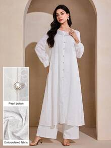 Graceveil Blusa de cárdigan de manga larga holgada con bordado elegante para mujeres, dulce y de moda - Blanco - Ver 8