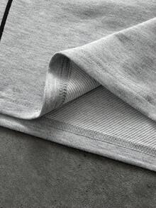 PAVTROS Men's Letter Print Drawstring Waist Pocket Casual Shorts - Grey - View 7