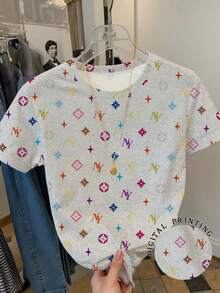 Resyla Women's Casual All-Over Print Short Sleeve T-Shirt, Summer - Multicolor - View 1