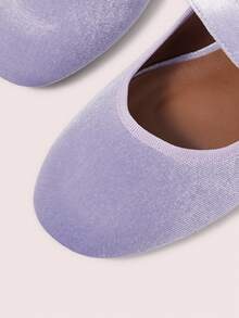 CUCCOO DOLLMOD Women's Shoes Cornflower Blue Round Toe Velvet Flats - Light purple - View 9
