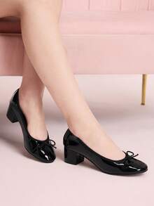 CUCCOO DOLLMOD Women's Fashion Bow Mary Jane High Heel Shoes - Black - View 4