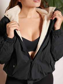 Lupita Cardoza 女式宽松长袖高领拉链图案夹克 - 黑色 - 查看 3