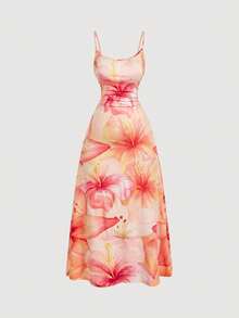 SHEIN MOD Đầm xòe in hoa xếp ly eo cỡ lớn - Nhiều màu - Xem 5