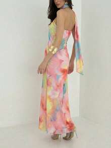 Aloruh Đầm không tay xếp ly in họa tiết nhuộm tie-dye dành cho nữ - Nhiều màu - Xem 3