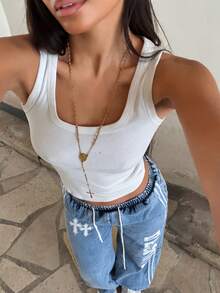 StreetHx Women's Fashionable Casual Sporty Printed Wide Leg Straight Jeans - Light Wash - View 7