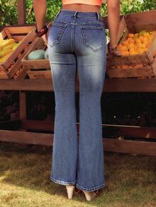 ROMWE Y2K 岛屿女孩低腰紧身印花女式牛仔裤 - 彩色 - 查看 3