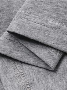 DAZY Camiseta casual de manga larga con cuello redondo y manga raglán, corta, ajustada, adecuada para salidas diarias - Gris - Ver 7