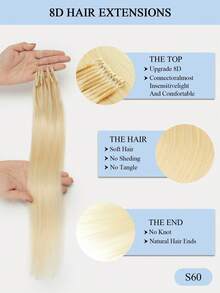 8D Micro Link Nano Beads Hair Extensions,16-22 INCH 50G/Pack, Micro Loop Human Hair Extensions, Invisible No Trace,Straight Human Hair,Invisible Mini Silicon Beads Easy To Install,Seamless, Natural Straight Hair,Perfect For Long Hair Lengthening, Hair Lengthening Straight Hair Texture Natural Hair Look - Multicolor - View 5