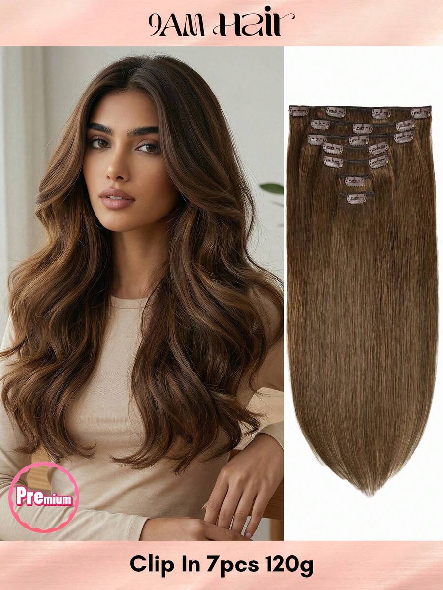 Clip In Hair Extensions Real Human Hair, Remy Human Hair Extensions Clip Ins For Women, Natural Human Hair, 14-20inch 120g 7Pcs - S4 - View 1