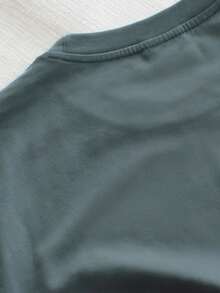 Manfinity EZcore Plus Size Men's Solid Color Casual Versatile Short Sleeve T-Shirt, Summer - Green - View 4