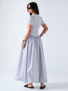 Women Midi Dresses - 藍白 - 查看 2