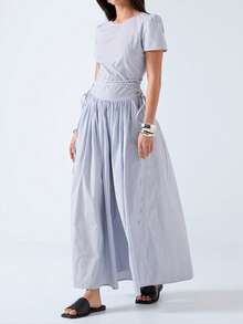 Women Midi Dresses - 藍白 - 查看 3