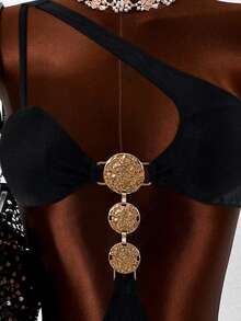 Swim SXY 一件式金属光泽亮面纯色简约连体泳衣 - 黑色 - 查看 6