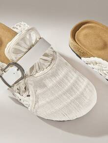 Embroidered Outer Wear Baotou Bohemian  Wind Hemp Rope Woven Beach Thick-Bottomed Sandals - White - View 5