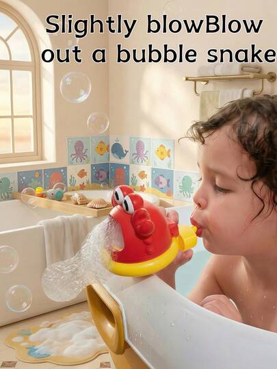 MINKOJA 1 Piece Of Marine Creature Bath Toy In The Shape Of A Crab/Shark, With A Duck-Shaped Floating Base, A Manual Pump For Generating Bubbles. Compact Size, Suitable For Bathroom Play, Family Entertainment And Bathtub Time During Travel. It Is An Excellent Holiday Gift For Friends And Family, And An Ideal Party Prize For Those Who Seek Fun And Water-Based Indoor Decorations.