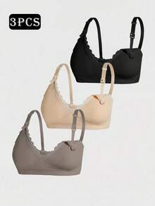 BloomMama Maternity Contrast Lace Comfortable Wire-Free Bra - Multicolor - View 8