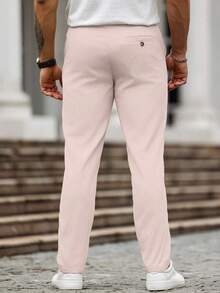 Manfinity Homme Men's Solid Color Pocket Casual Versatile Commute Pants - Baby Pink - View 2