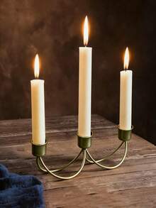 1个黑色金属三头欧式烛台，适用于家庭办公室、情人节、婚礼、生日等场合 - 金色 - 查看 6