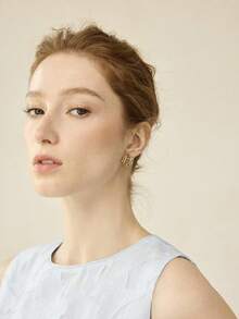 MOTF PREMIUM Pendientes simples personalizados con baño de oro de 18K y gema púrpura - Morado - Ver 7