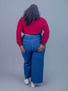 CurvyTilda Plus 1pc Valentine's Day Solid Zip Up Crop Bomber Jacket Winter Fall Autumn - Burgundy - View 3