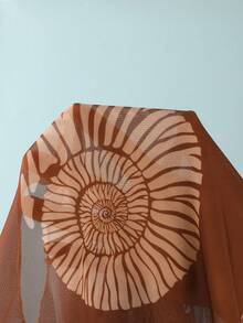 Swim Mod 3pcs Women's Surfing Outfit Set, Cherry Letter Print Spaghetti Strap Bikini With Transparent Mesh Cover-Up T-Shirt, Summer Beachwear - Brown - View 5