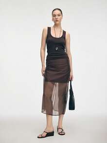 Mnmlis Dopamine Senior Sense Dark Brown Sexy Thick-Soled Toe Sandals Light Luxury Thin Belt Wedge Heel Slippers Outside Wear - dark brown - View 2