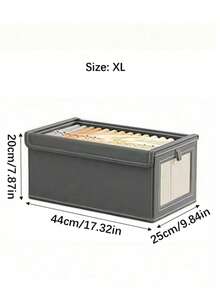 Cesta de almacenamiento grande, caja de almacenamiento de armario de tela resistente con ventana transparente, plegable con tapa, adecuada para almacenamiento doméstico, organización de artículos esenciales del hogar, caja de almacenamiento plegable, caja de almacenamiento de ropa, contenedor de almacenamiento - gris - Ver 9