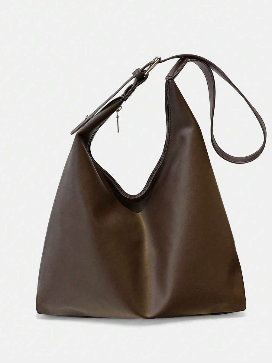 Lumivelle 女士大号单肩手提包，全新时尚设计，别致而时尚 - 咖啡棕 - 查看 1