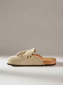 Solecia 女士休闲流苏设计平底便鞋，百搭时尚日常穿着 - 卡其色 - 查看 6