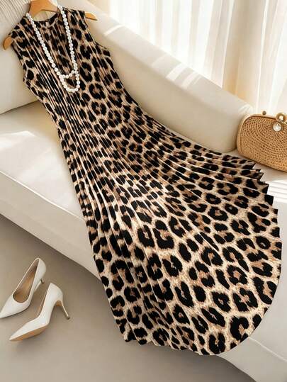 GlowEve CURVE 大码复古豹纹褶皱连衣裙