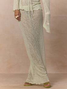 MUSERA Mid Rise Knitted Maxi Skirt Coord Bottoms Only Cute Spring Holiday Girly Sugar Salt - Mint Green - View 2