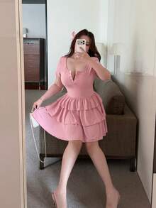 Vibekara 紧身针织弹力蛋糕裙 - 粉色 - 查看 5