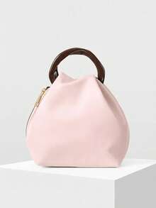 MOTF PREMIUM TAS TANGAN LIPAT WANITA WARNA POLOS, ELEGAN DAN SEDERHANA, UNTUK PAKAIAN SEHARI-HARI UNTUK BEKERJA DAN BERPERJALANAN - Baby Pink - View 3