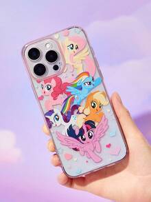 My Little Pony X SHEIN Cartoon Printed Transparent Pink Glitter Mobile Phone Case, Suitable For IPHONE 11 - 17 Pro Max - Multicolor - View 6