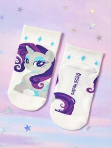 My Little Pony X SHEIN 6雙裝兒童純棉柔軟透氣吸濕襪 可可愛卡通獨角獸圖案 女孩襪 加強腳趾與腳跟 耐穿四季款 - 彩色 - 查看 6