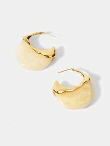 MOTF PREMIUM CE STYLE ADVANCED SENSE RETRO AMBER EARRINGS WOMEN'S EUROPEAN AND AMERICAN LIGHT LUXURY NICHE DESIGN FOG BLUE WATER DROP TEMPERAMENT STUD EARRINGS - Gold - View 8