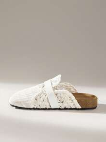 Embroidered Outer Wear Baotou Bohemian  Wind Hemp Rope Woven Beach Thick-Bottomed Sandals - White - View 6